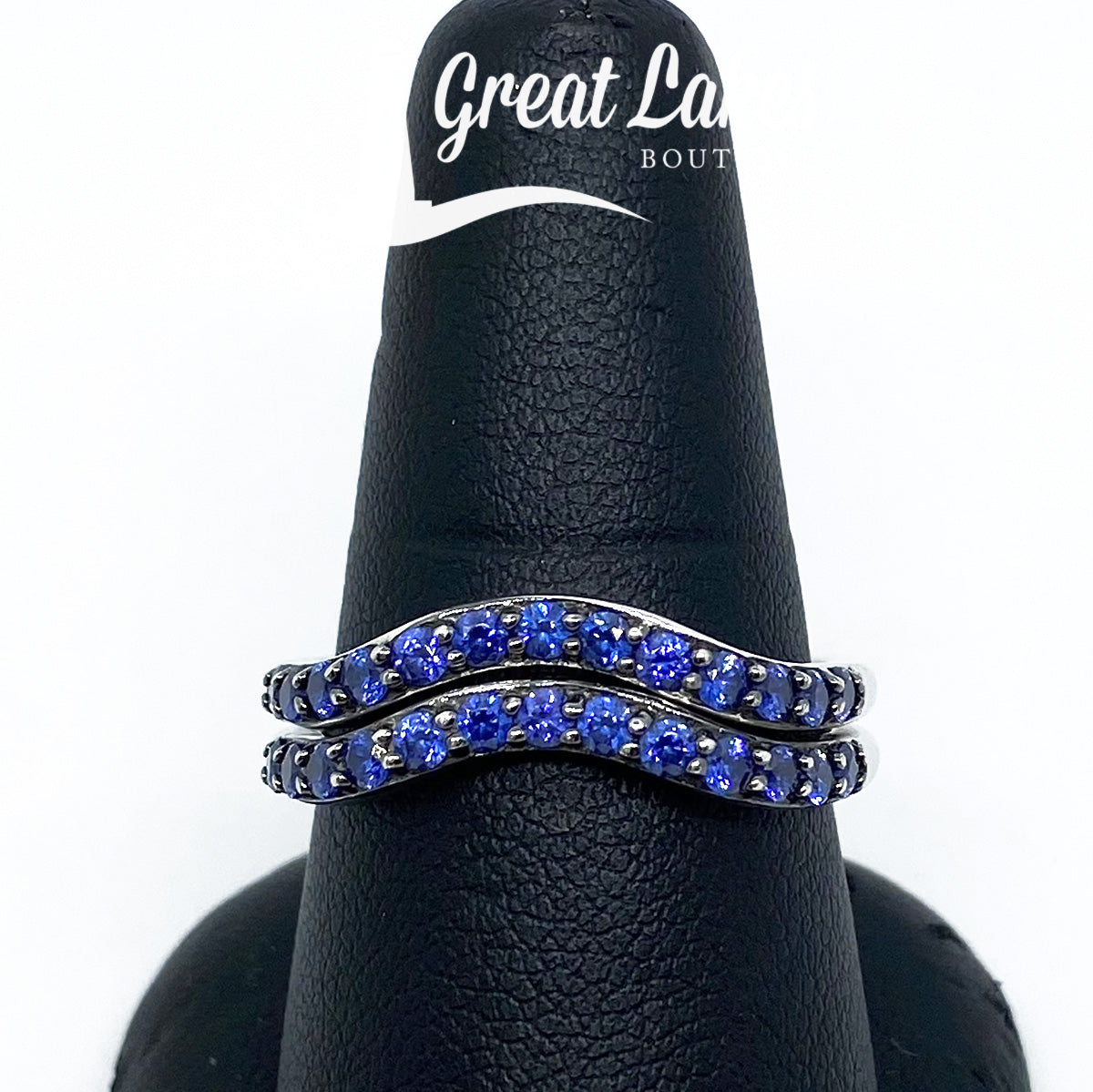 Great Lakes Boutique Silver &amp; Blue Cubic Zirconia Stacking Rings