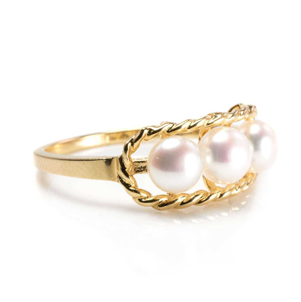 Great Lakes Boutique 14 k Yellow Gold Three Pearl Ring