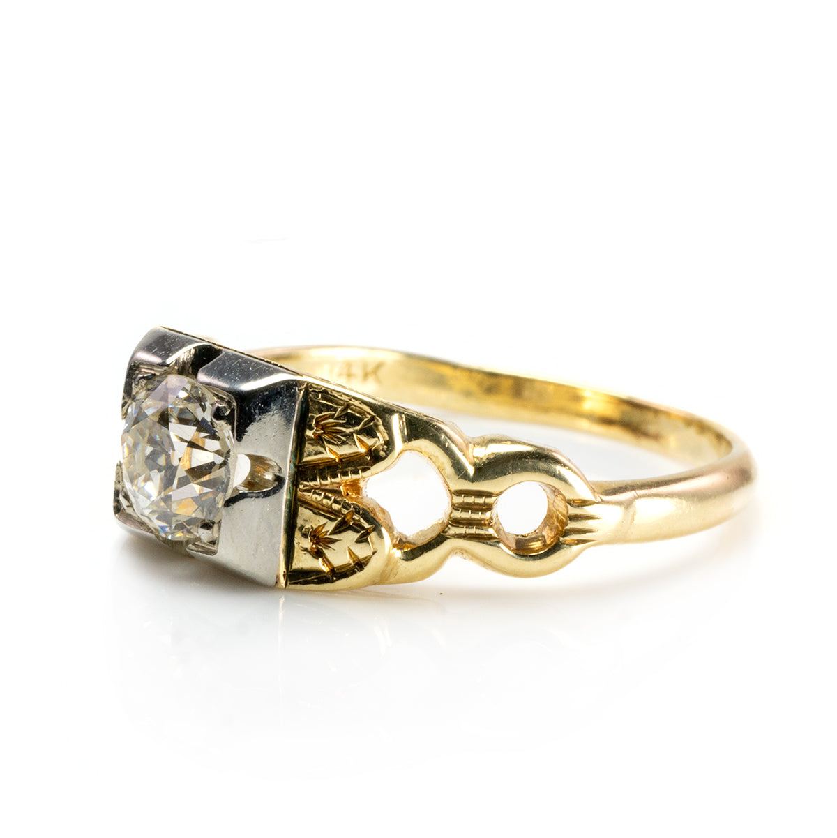 Great Lakes Boutique 14 k Yellow Gold Vintage Euro Diamond Ring