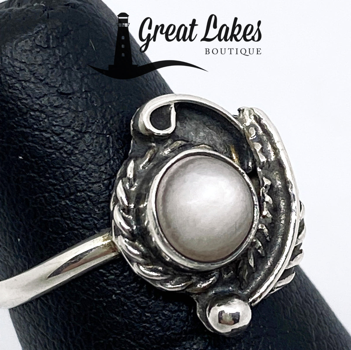 Great Lakes Boutique Silver &amp; Pearl Feather Ring
