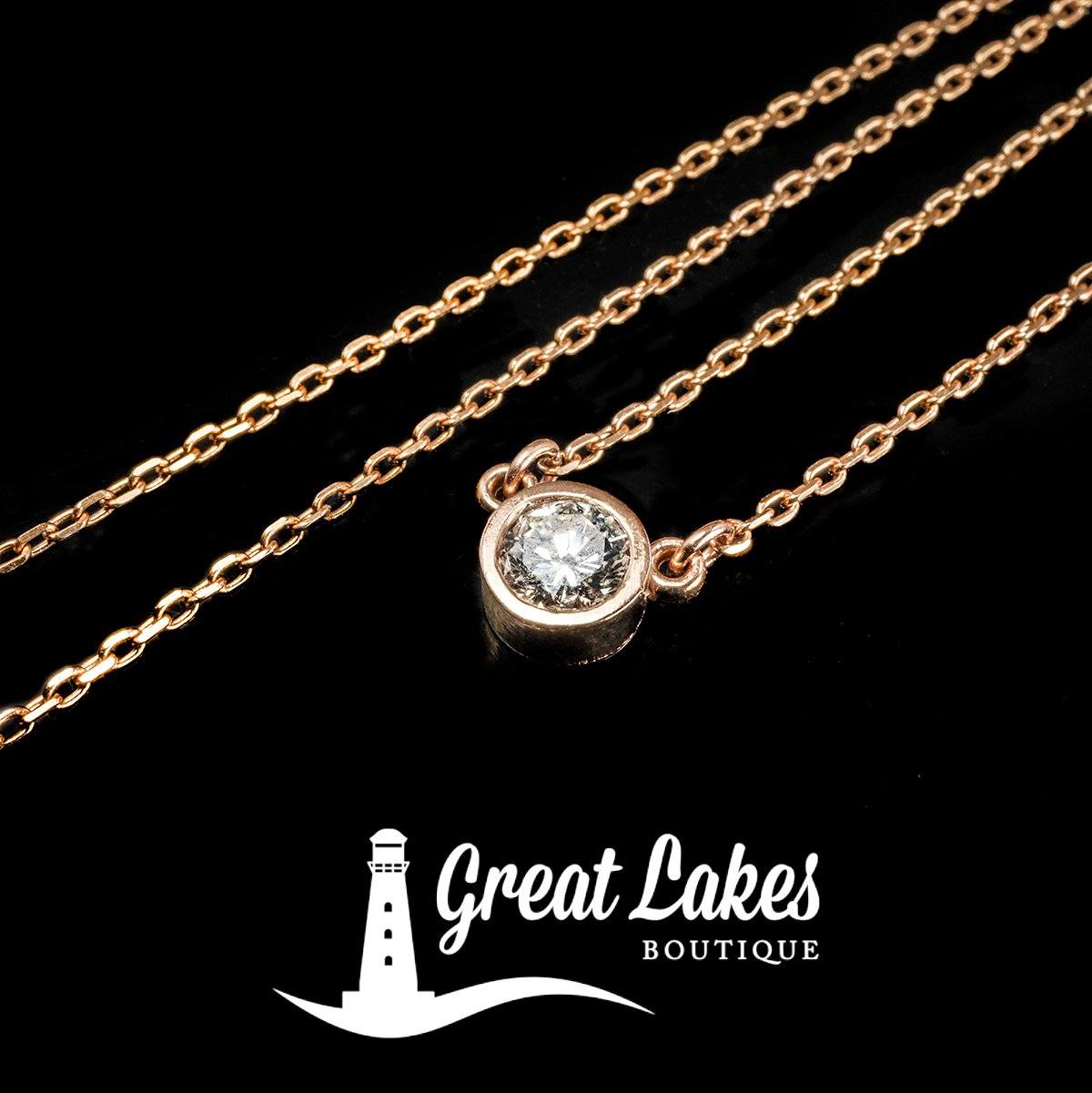 Great Lakes Boutique Rose Gold &amp; Diamond Necklace