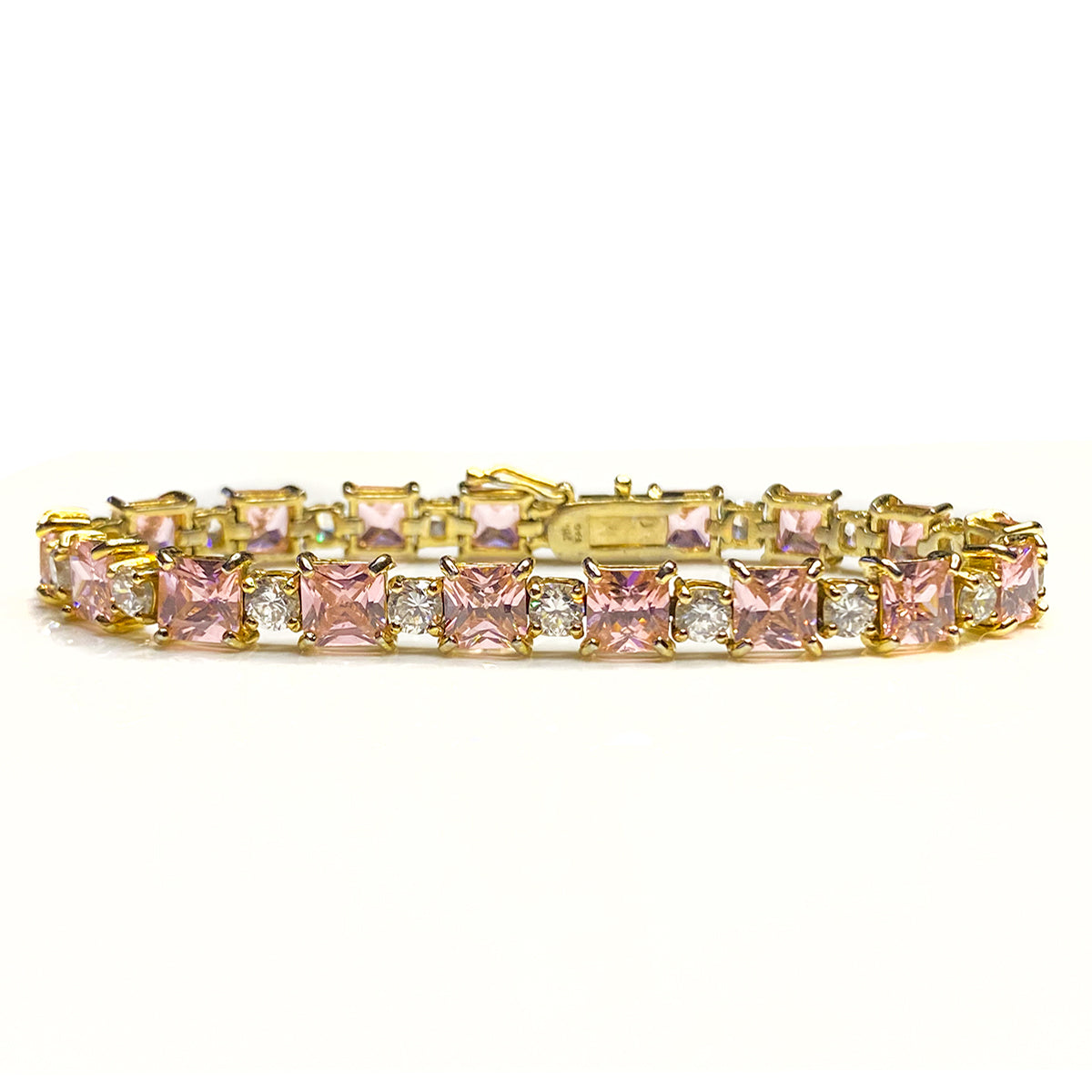 Great Lakes Boutique Gold Plated Pink Cubic Zirconia Bracelet