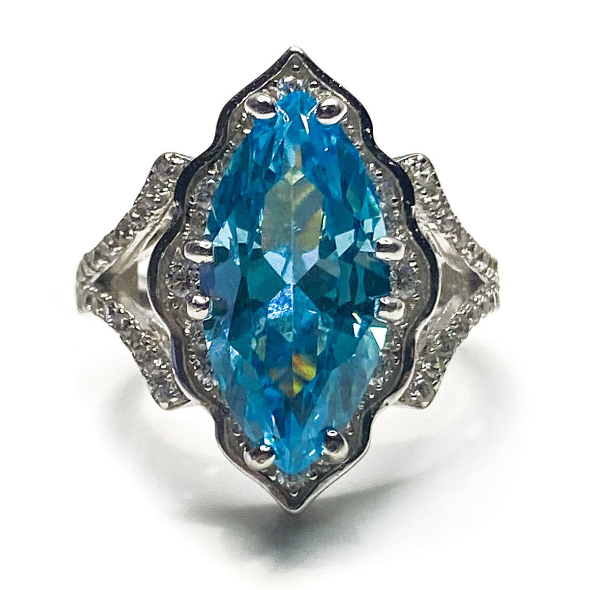 Great Lakes Boutique Silver &amp; Blue Cubic Zirconia Ring