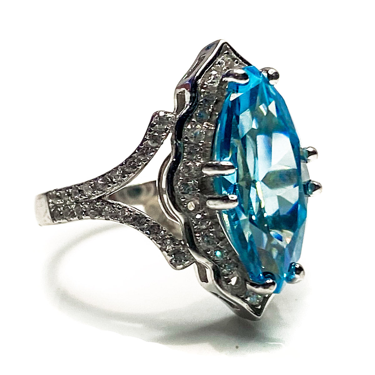 Great Lakes Boutique Silver &amp; Blue Cubic Zirconia Ring