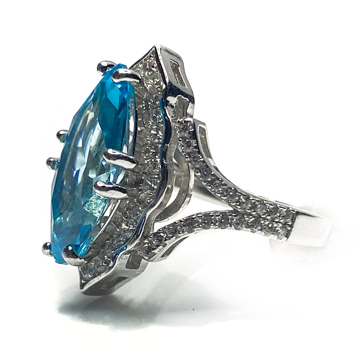 Great Lakes Boutique Silver &amp; Blue Cubic Zirconia Ring
