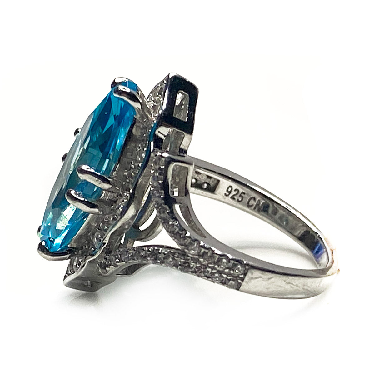 Great Lakes Boutique Silver &amp; Blue Cubic Zirconia Ring