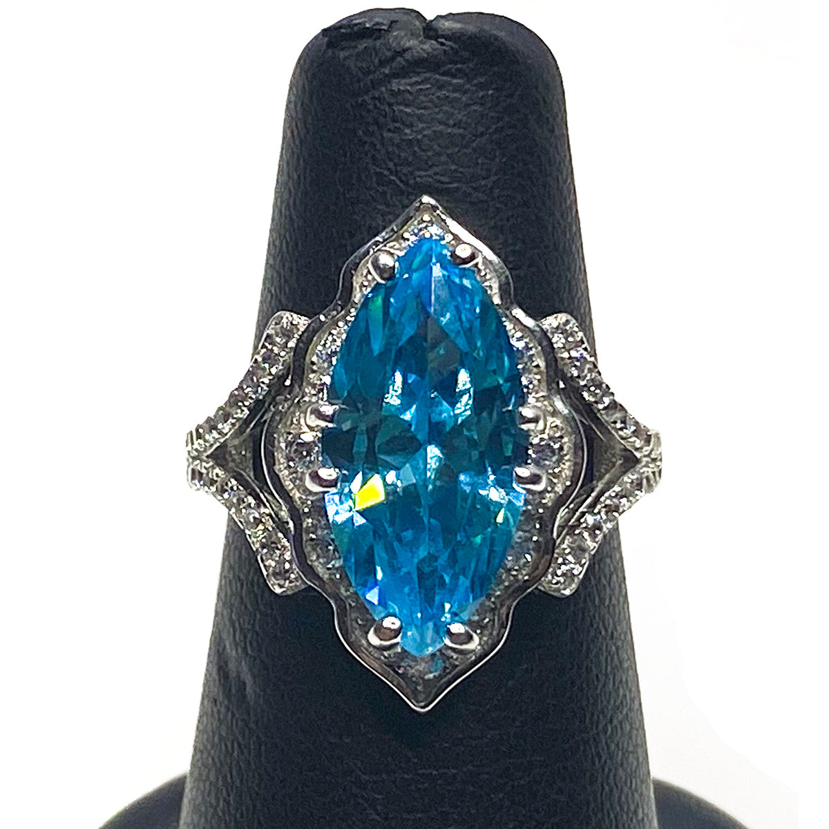 Great Lakes Boutique Silver &amp; Blue Cubic Zirconia Ring