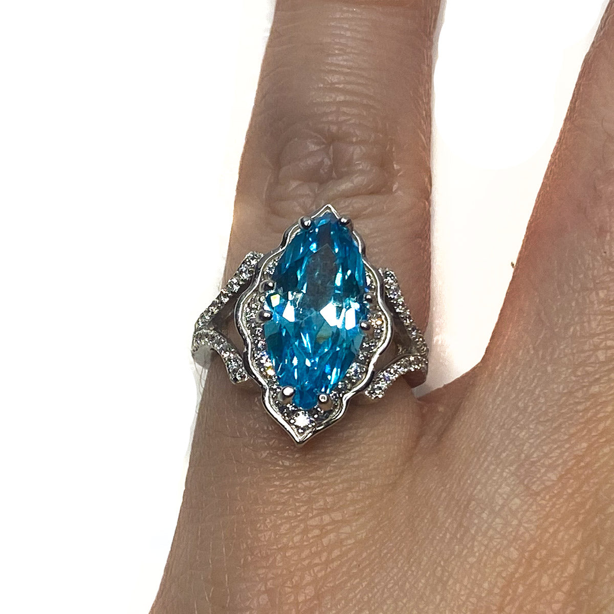 Great Lakes Boutique Silver &amp; Blue Cubic Zirconia Ring