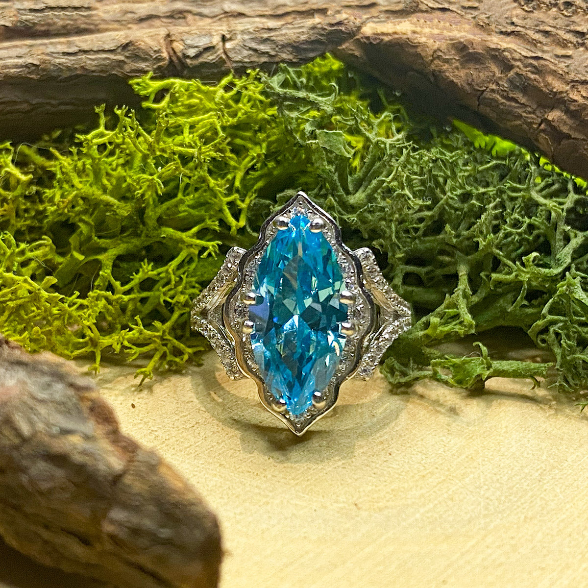 Great Lakes Boutique Silver &amp; Blue Cubic Zirconia Ring