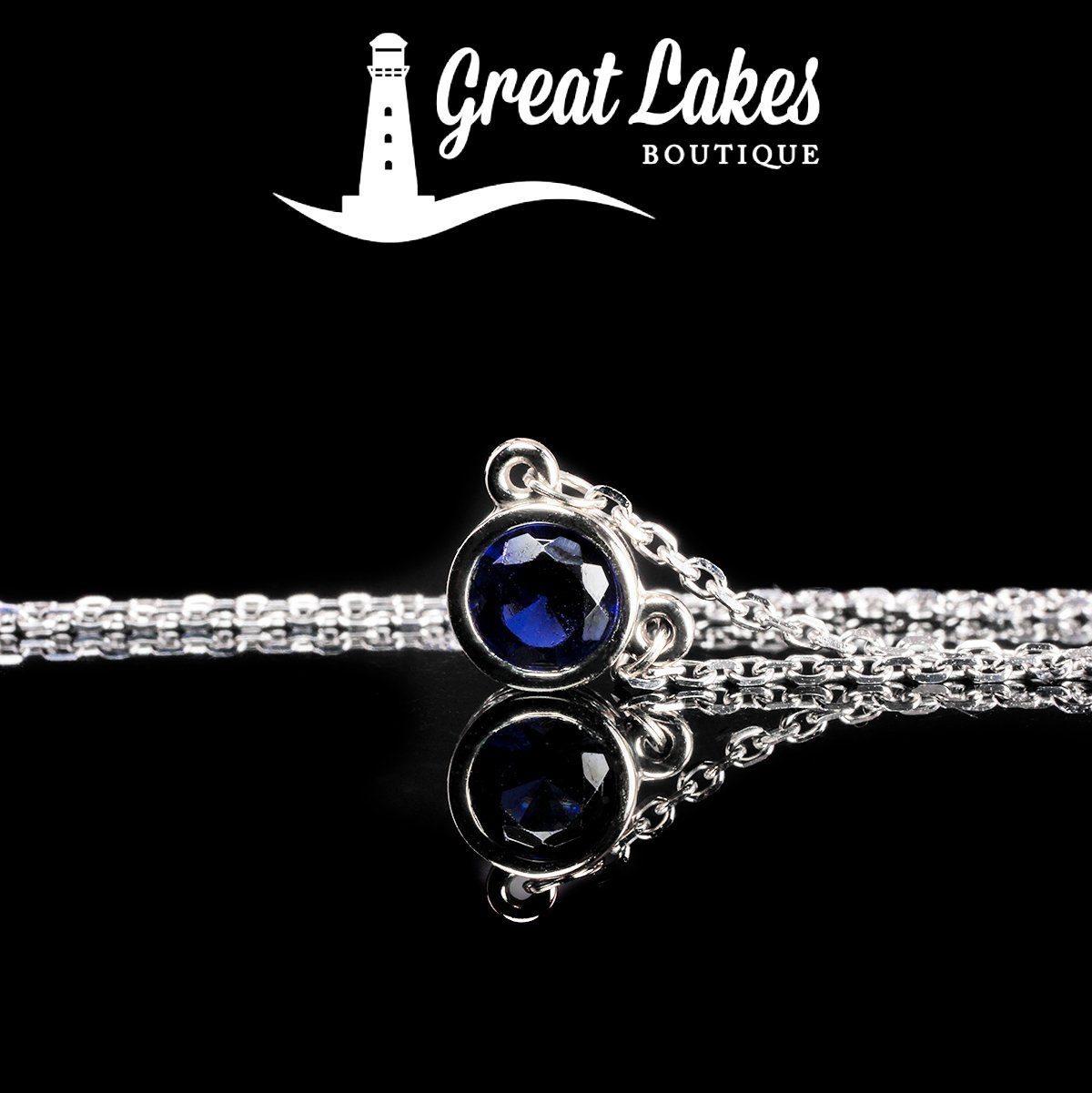 Great Lakes Boutique White Gold &amp; Sapphire Necklace