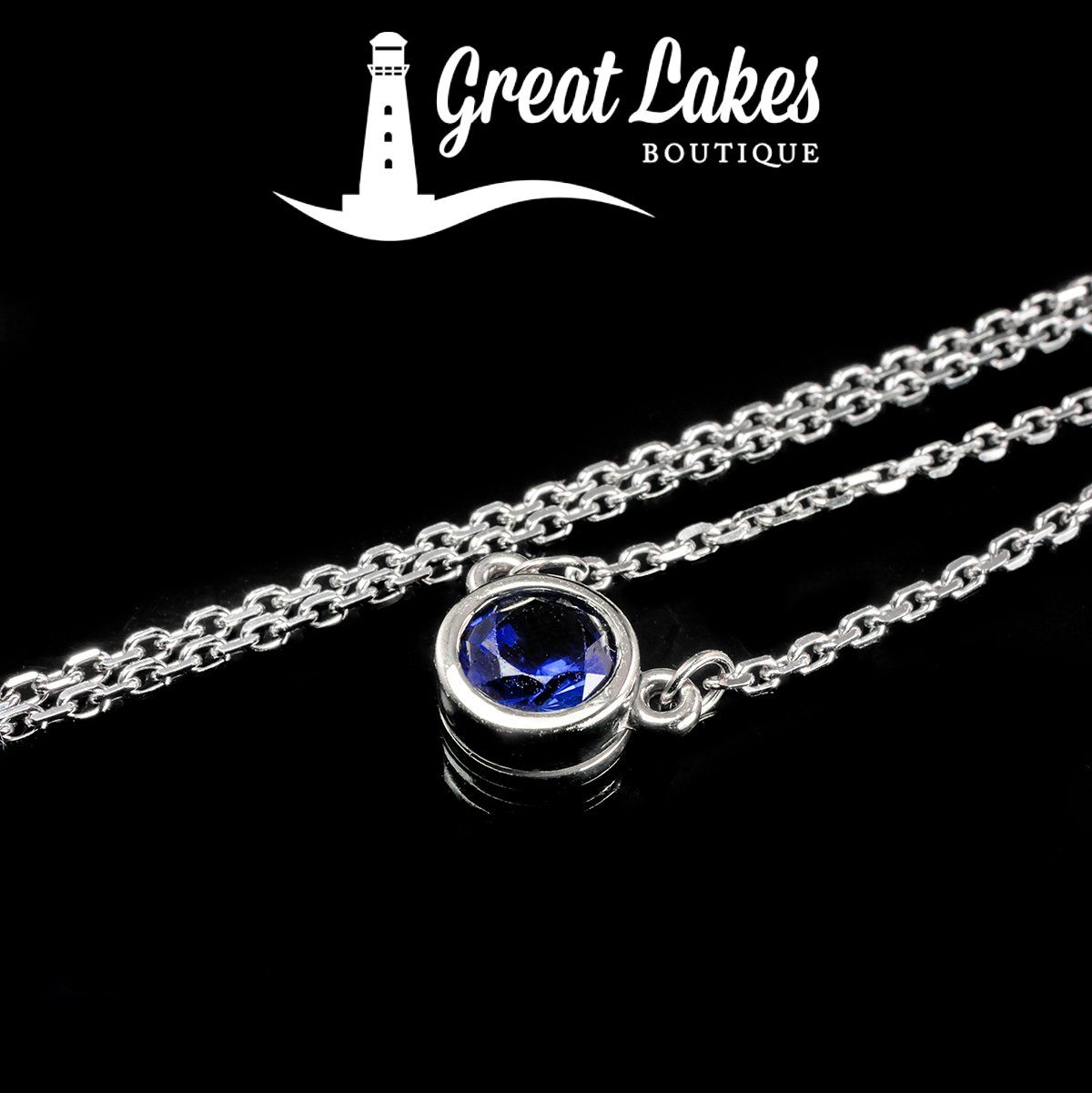 Great Lakes Boutique White Gold &amp; Sapphire Necklace