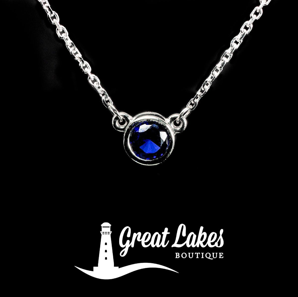 Great Lakes Boutique White Gold & Sapphire Necklace