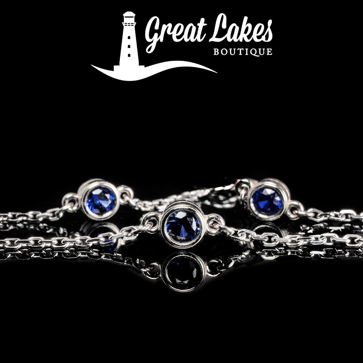 Great Lakes Boutique White Gold &amp; Sapphire Bracelet