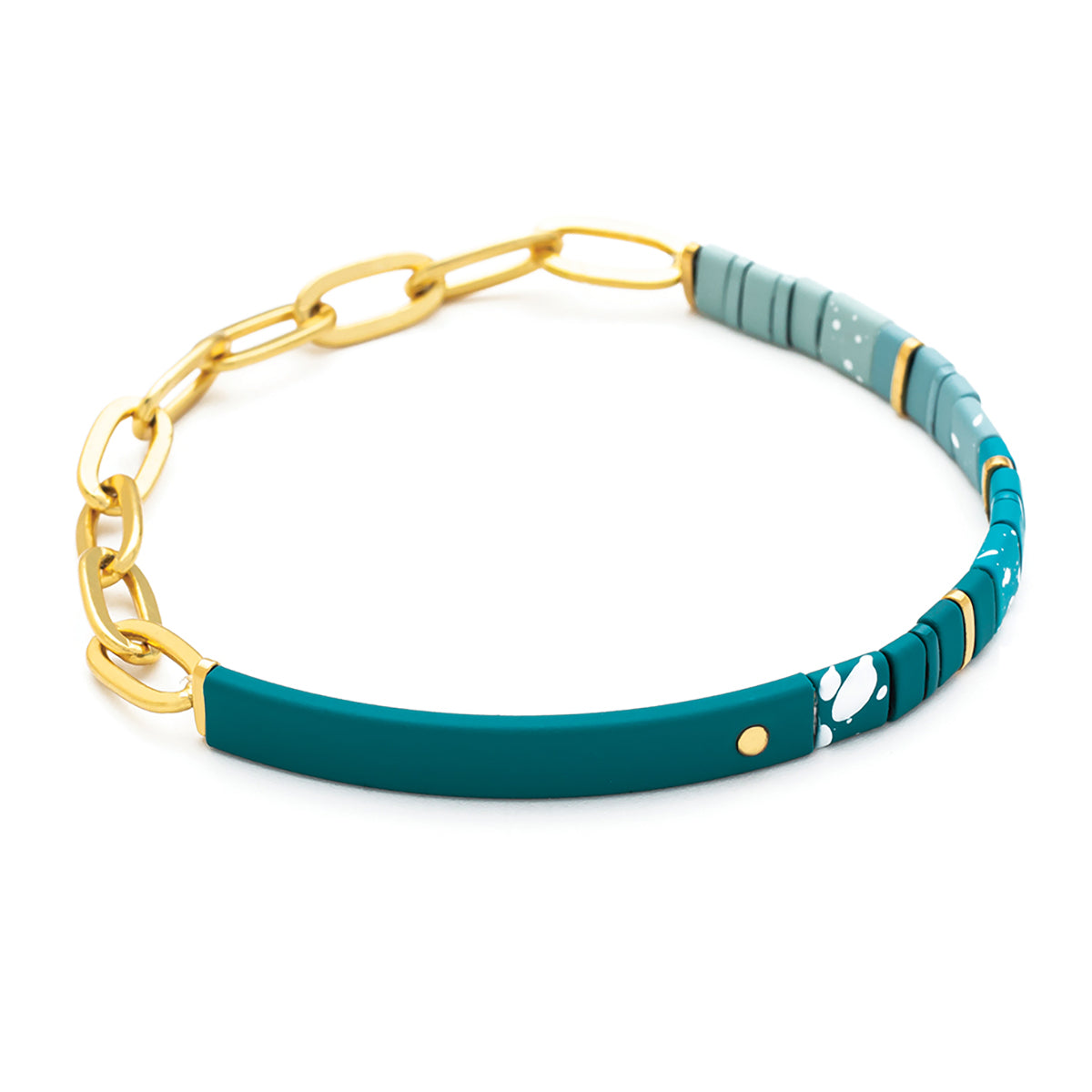 Scout Curated Wears Scout Curated Wears Good Karma Ombre with Chain Bracelet Joy &amp; Kindness Turquoise &amp; Gold