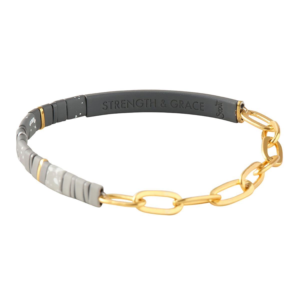 Scout Curated Wears Scout Curated Wears Good Karma Ombre with Chain Bracelet Strength &amp; Grace Charcoal &amp; Gold