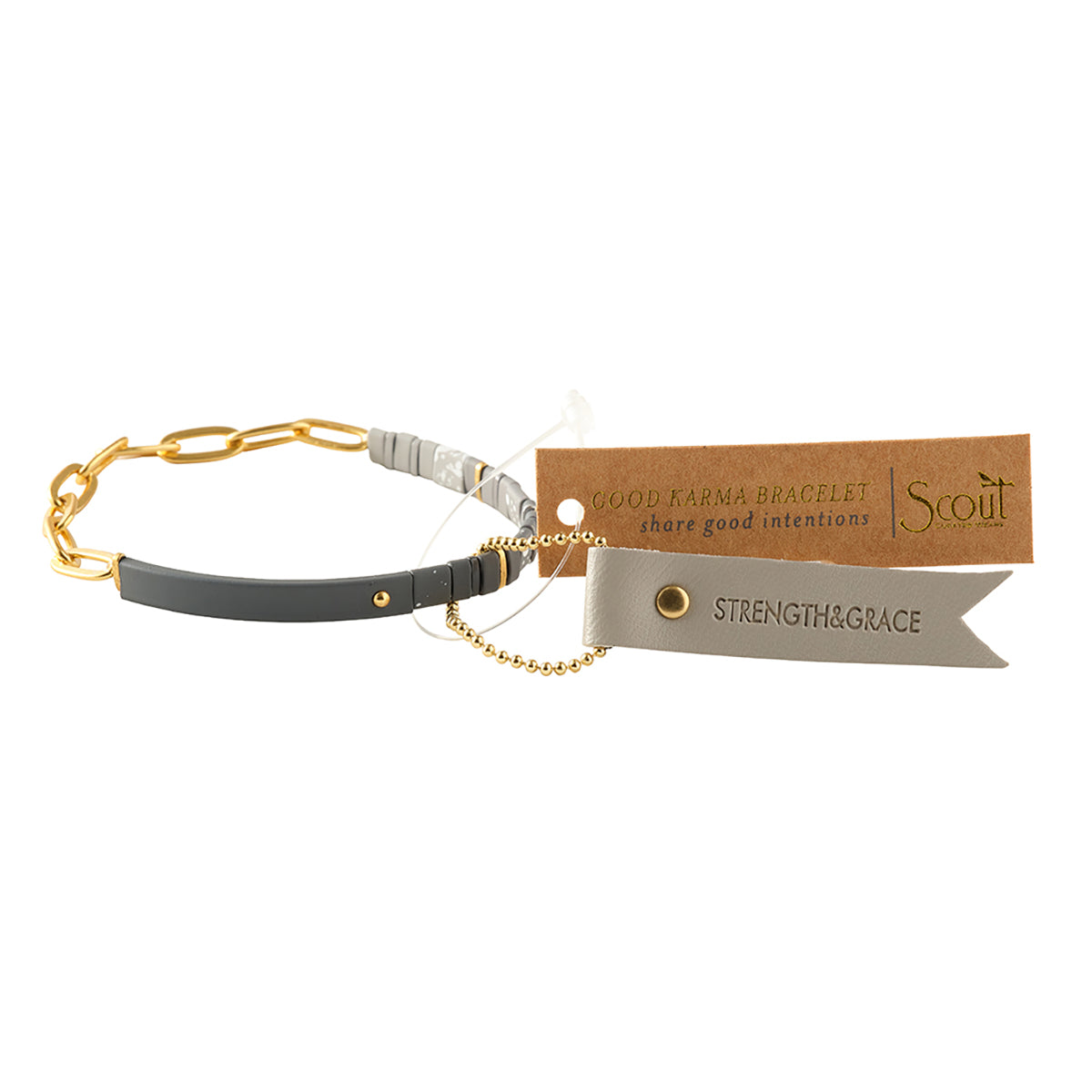 Scout Curated Wears Scout Curated Wears Good Karma Ombre with Chain Bracelet Strength &amp; Grace Charcoal &amp; Gold