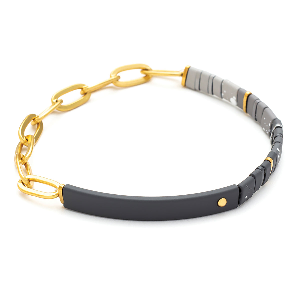 Scout Curated Wears Scout Curated Wears Good Karma Ombre with Chain Bracelet Strength &amp; Grace Charcoal &amp; Gold