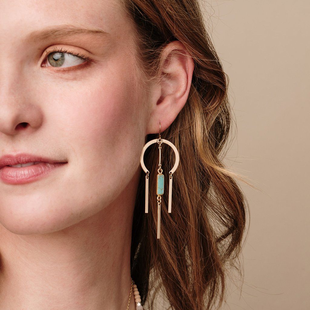 Scout Curated Wears Dream Catcher Stone Earrings Labradorite &amp; Gold