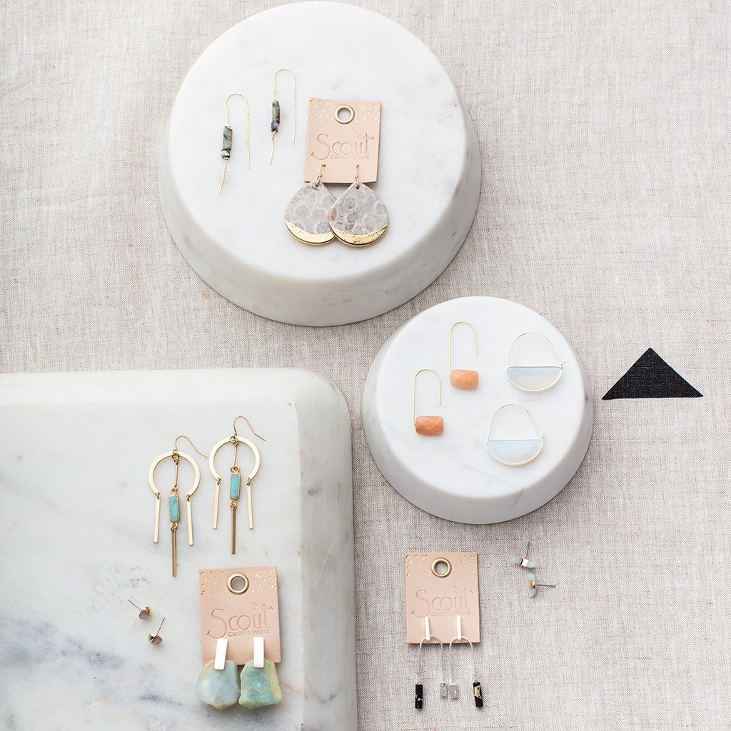 Scout Curated Wears Dream Catcher Stone Earring Rose Quartz &amp; Silver