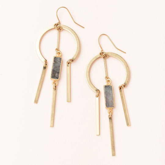 Dream Catcher Stone Earrings Labradorite & Gold