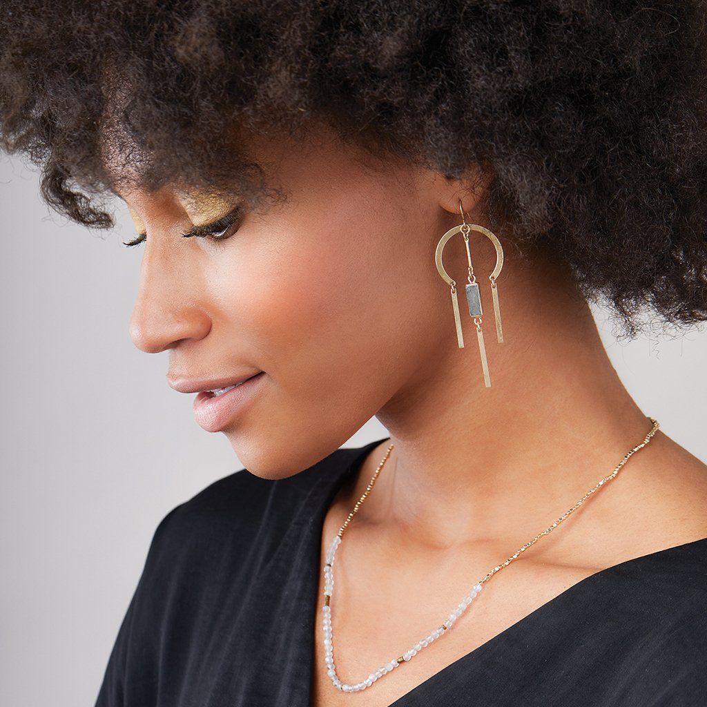 Scout Curated Wears Dream Catcher Stone Earring Labradorite &amp; Silver