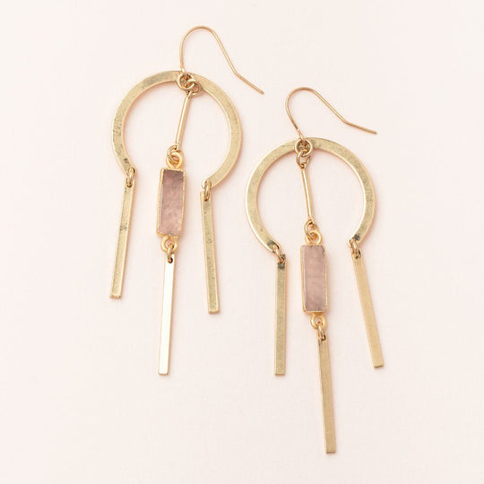 Dream Catcher Stone Earring Rose Quartz & Gold