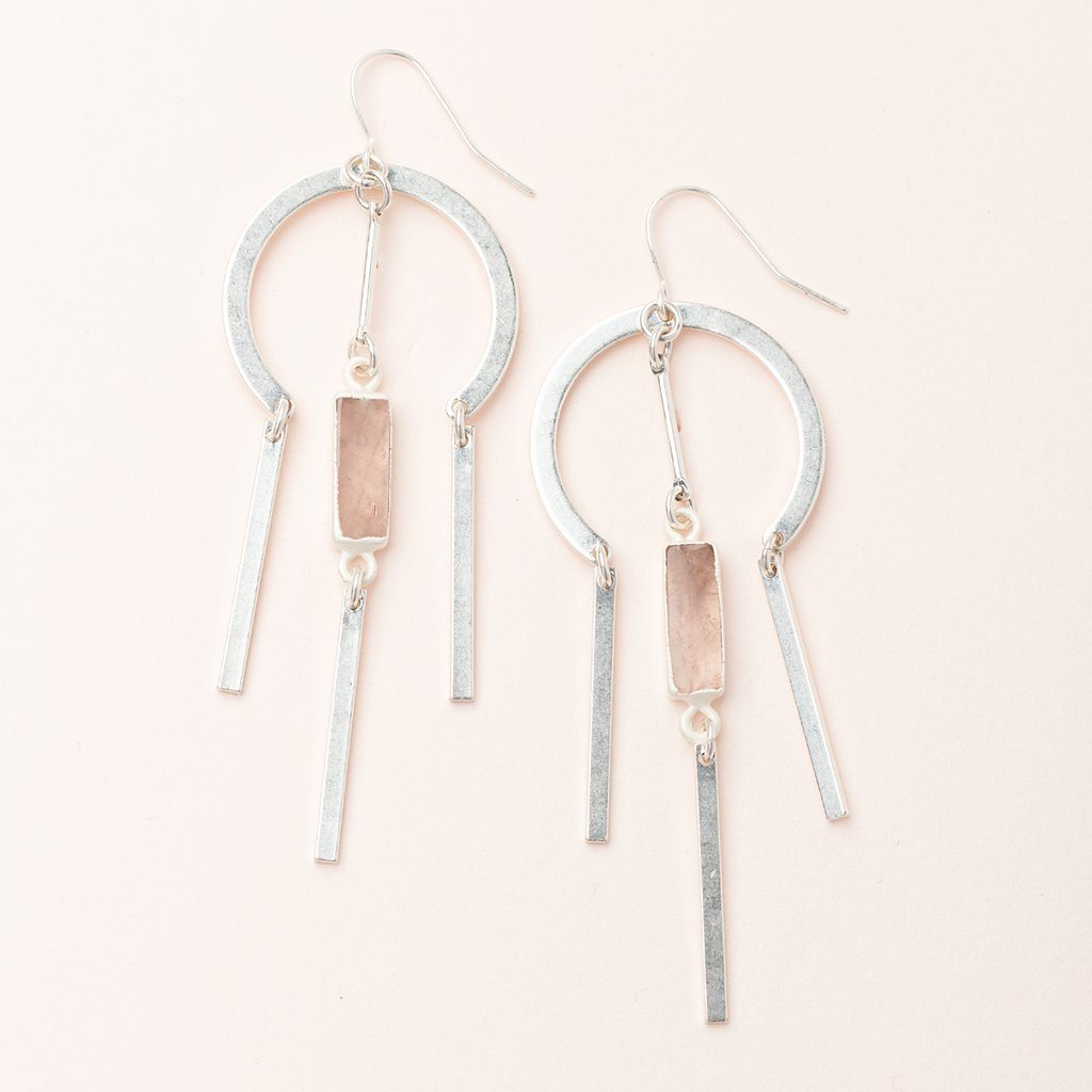 Scout Curated Wears Dream Catcher Stone Earring Rose Quartz &amp; Silver
