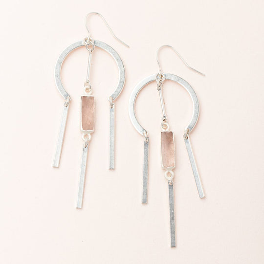 Dream Catcher Stone Earring Rose Quartz & Silver
