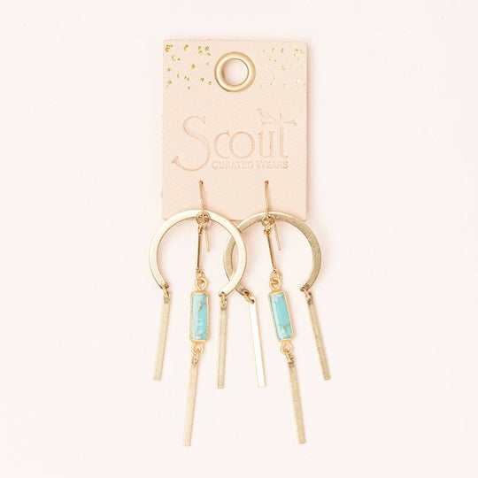 Dream Catcher Stone Earring Turquoise & Gold