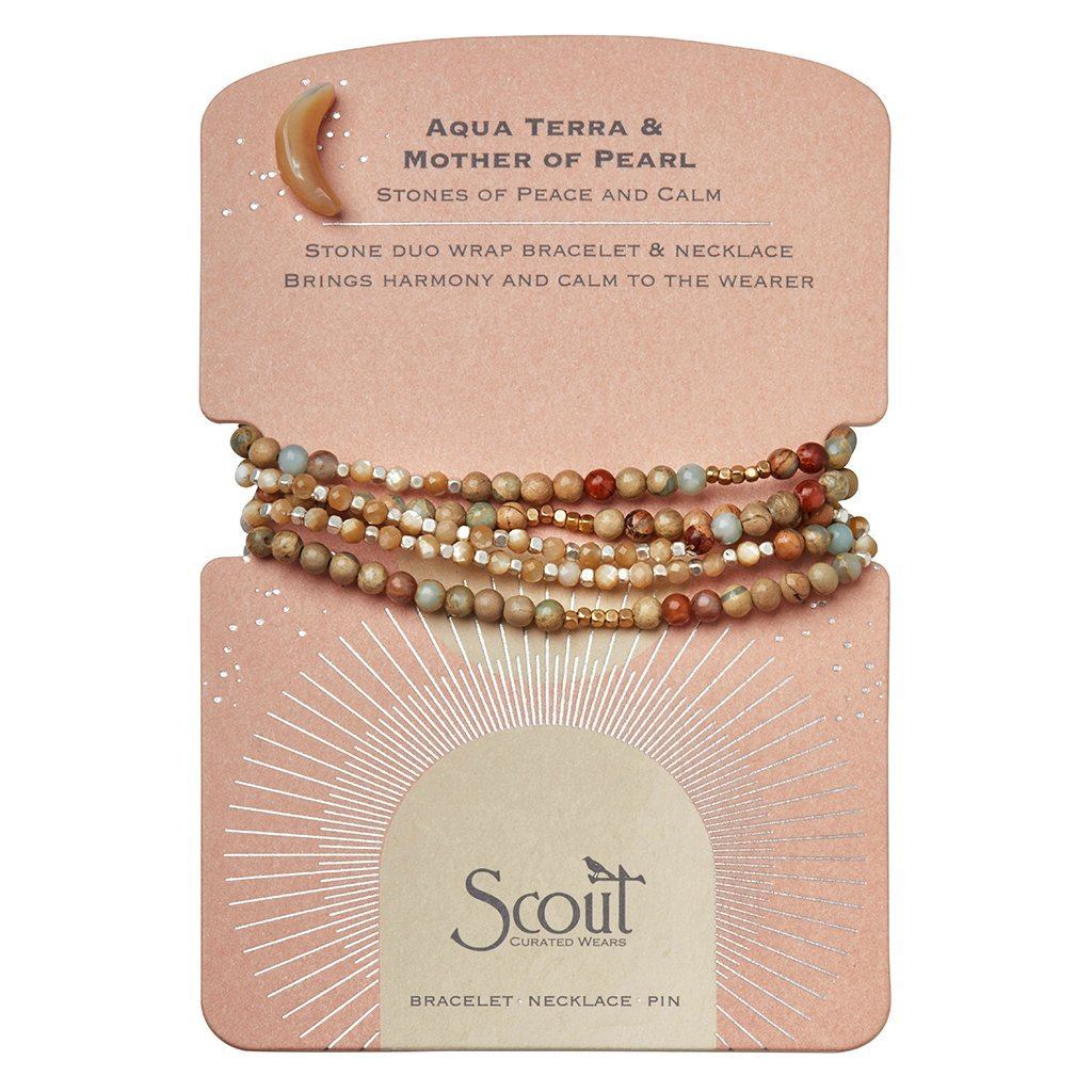 Scout Curated Wears Stone Duo Wrap Set Aqua Terra Jasper Mother of Pearl Gold &amp; Silver