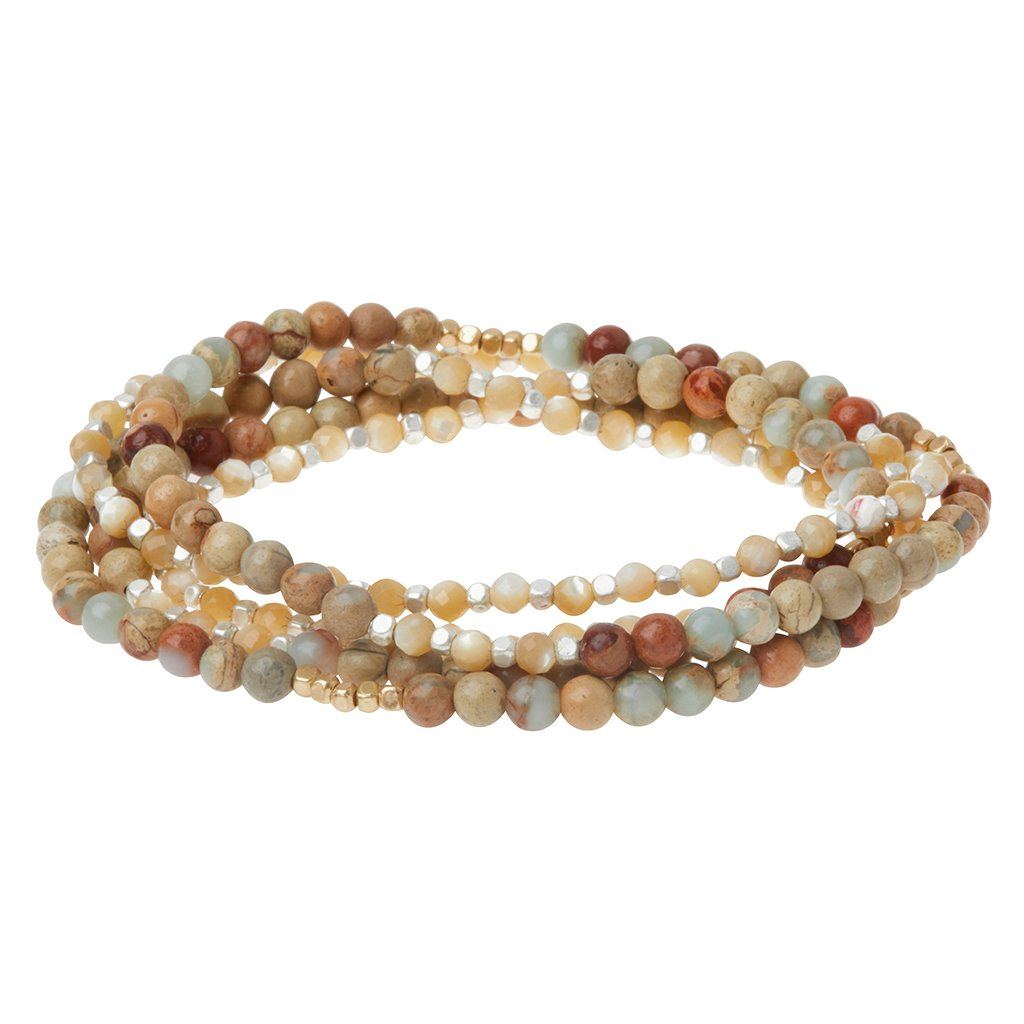 Scout Curated Wears Stone Duo Wrap Set Aqua Terra Jasper Mother of Pearl Gold &amp; Silver