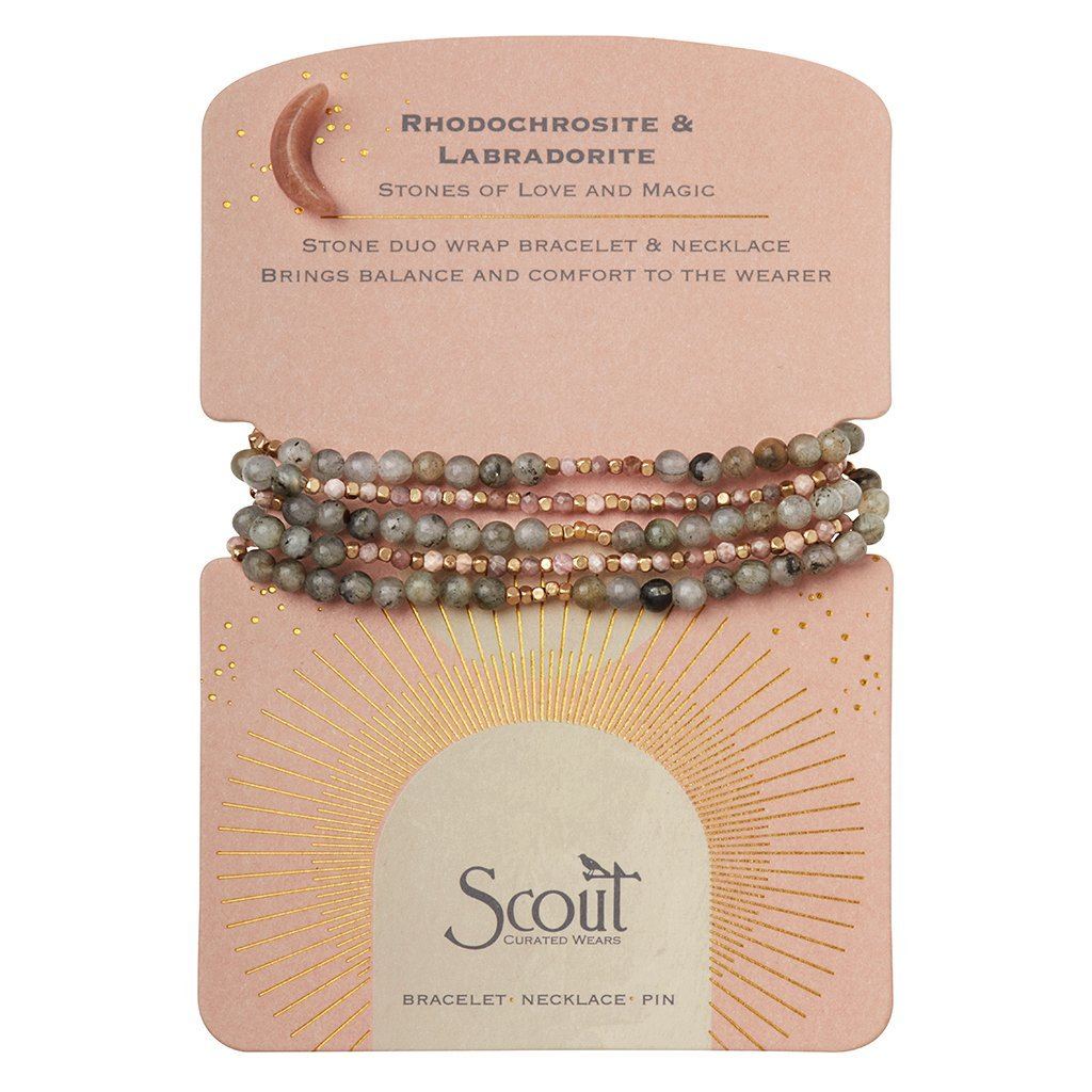 Scout Curated Wears Stone Duo Wrap Set Rhodochroisite Labradorite &amp; Gold