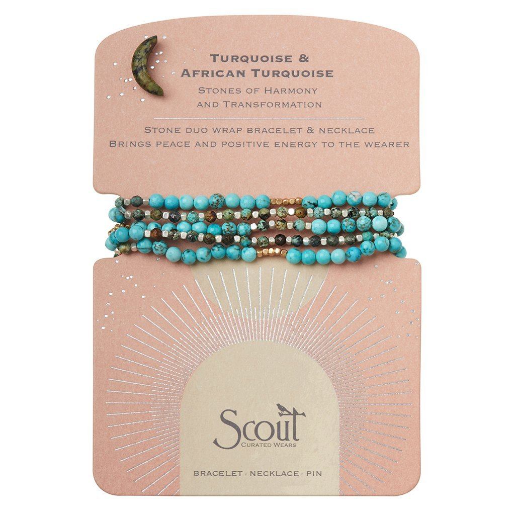 Scout Curated Wears Stone Duo Wrap Set Turquoise &amp; African Turquoise Gold &amp; Silver