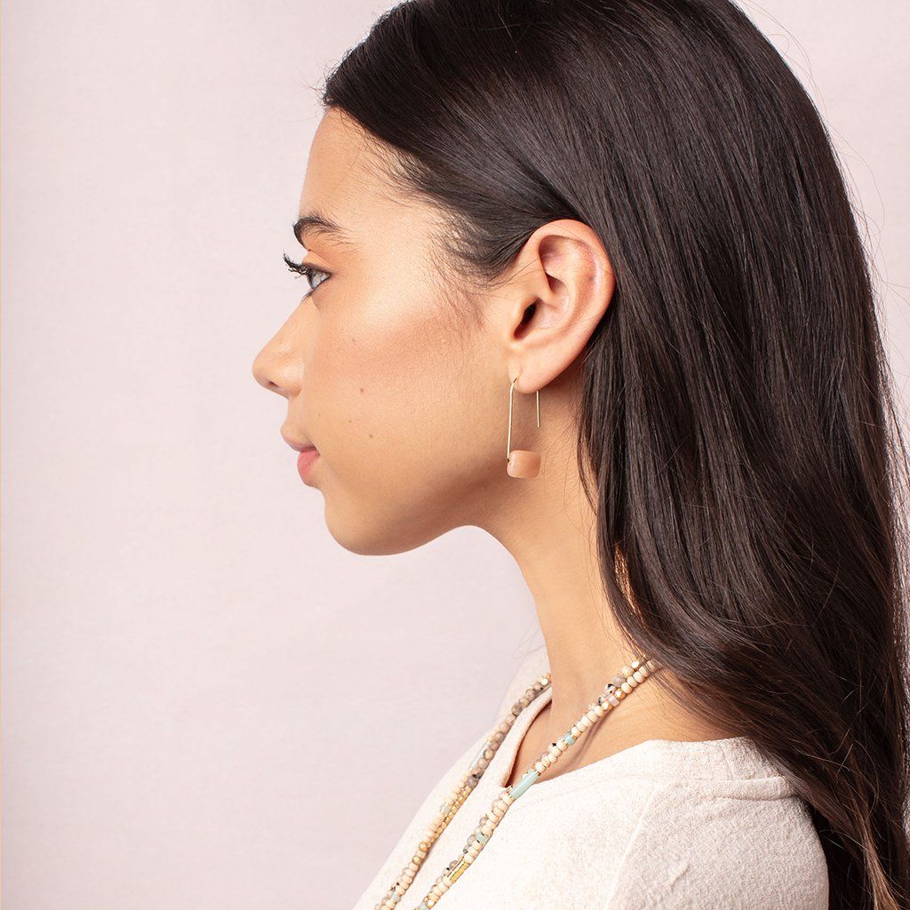 Scout Curated Wears Floating Stone Earring Labradorite &amp; Gold