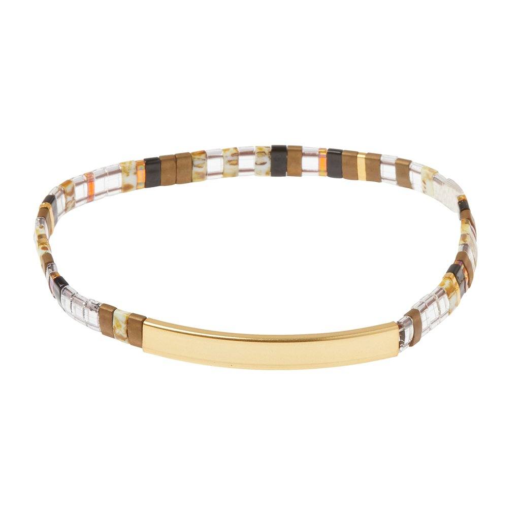 Scout Curated Wears Good Karma Miyuki Bracelet Sparkle &amp; Shine in Topaz &amp; Gold