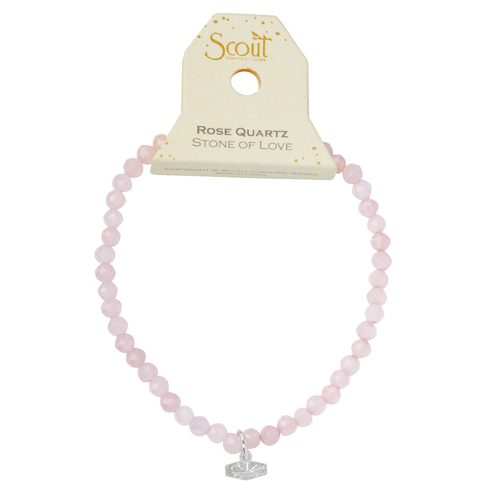 Scout Curated Wears Scout Curated Wears Mini Faceted Stone Stacking Bracelet Rose Quartz &amp; Silver