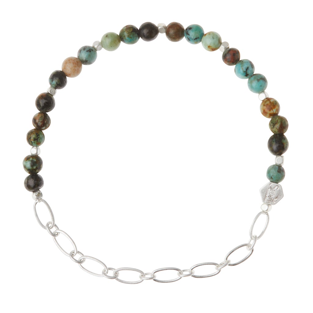 Scout Curated Wears Scout Curated Wears Mini Stone Chain Stacking Bracelet African Turquoise &amp; Silver