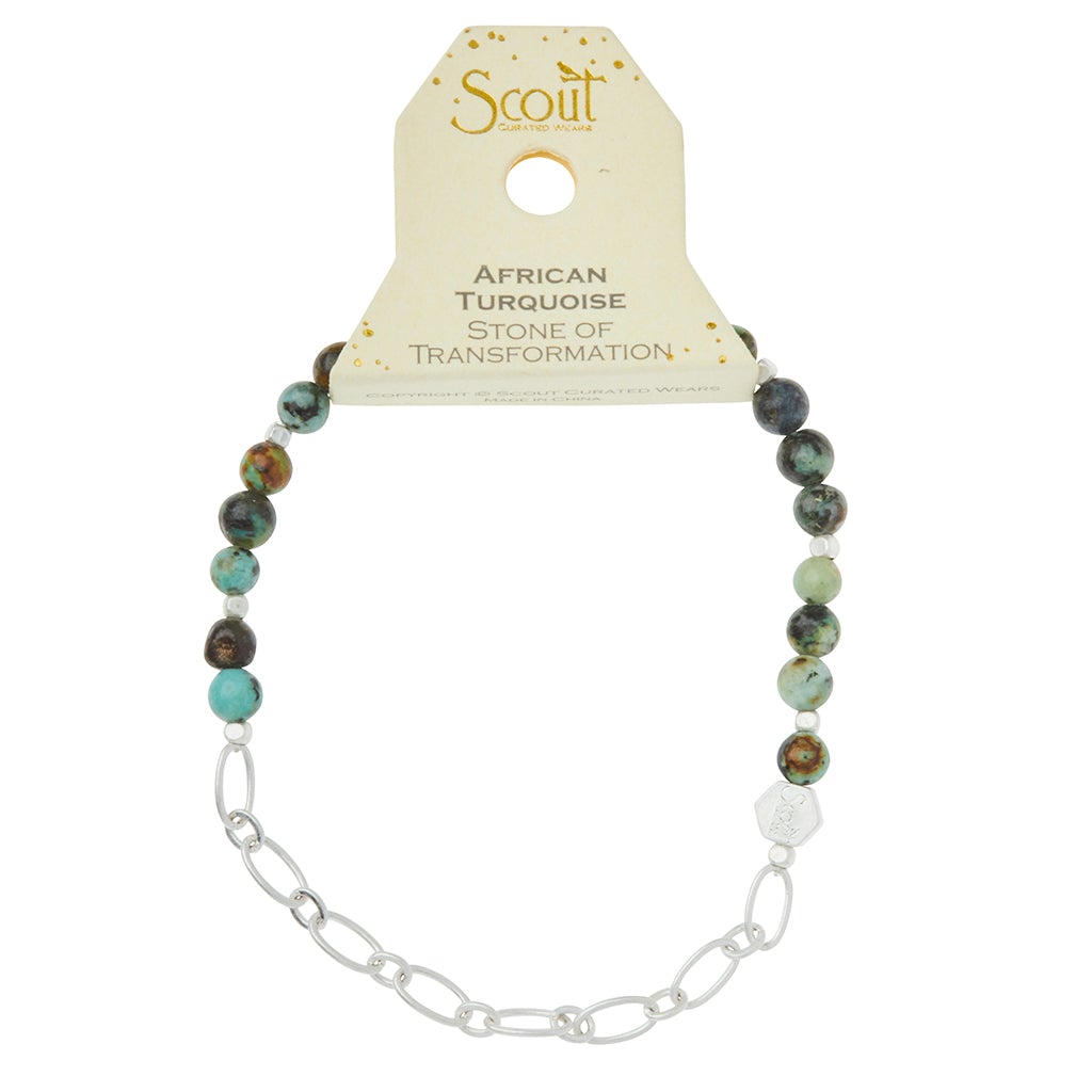 Scout Curated Wears Scout Curated Wears Mini Stone Chain Stacking Bracelet African Turquoise &amp; Silver