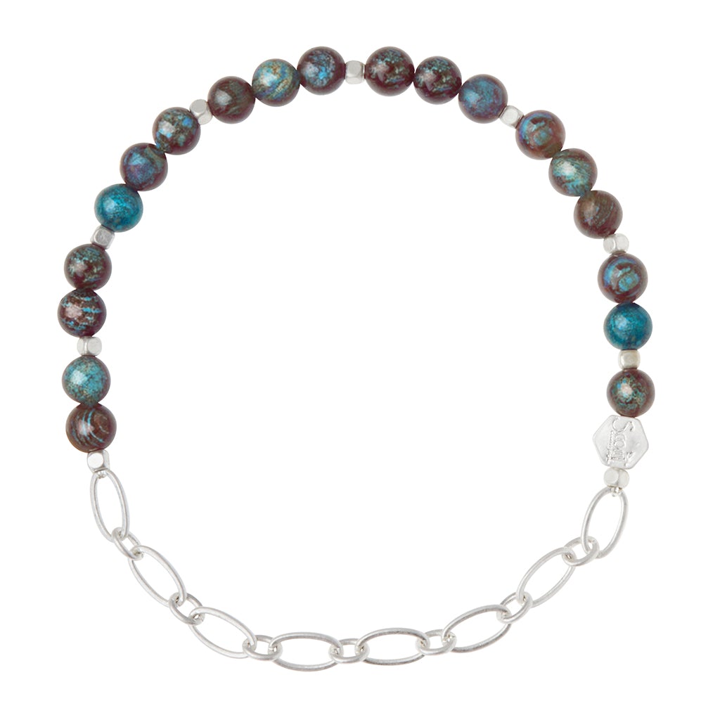 Scout Curated Wears Scout Curated Wears Mini Stone Chain Stacking Bracelet Blue Sky Jasper &amp; Silver