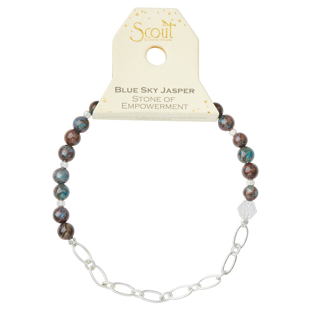 Scout Curated Wears Scout Curated Wears Mini Stone Chain Stacking Bracelet Blue Sky Jasper &amp; Silver