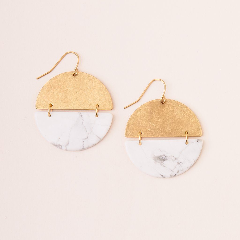 Scout Curated Wears Stone Full Moon Earring Howlite &amp; Gold