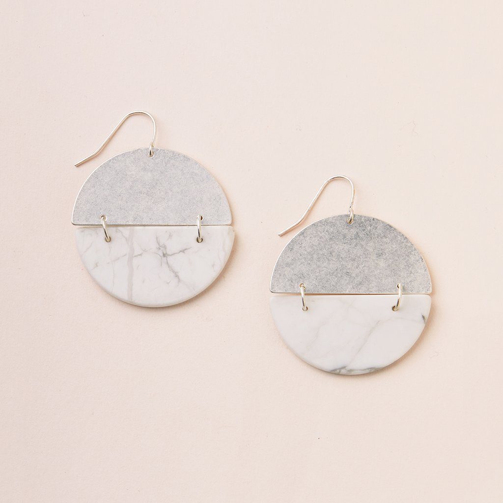 Scout Curated Wears Stone Full Moon Earring Howlite &amp; Silver