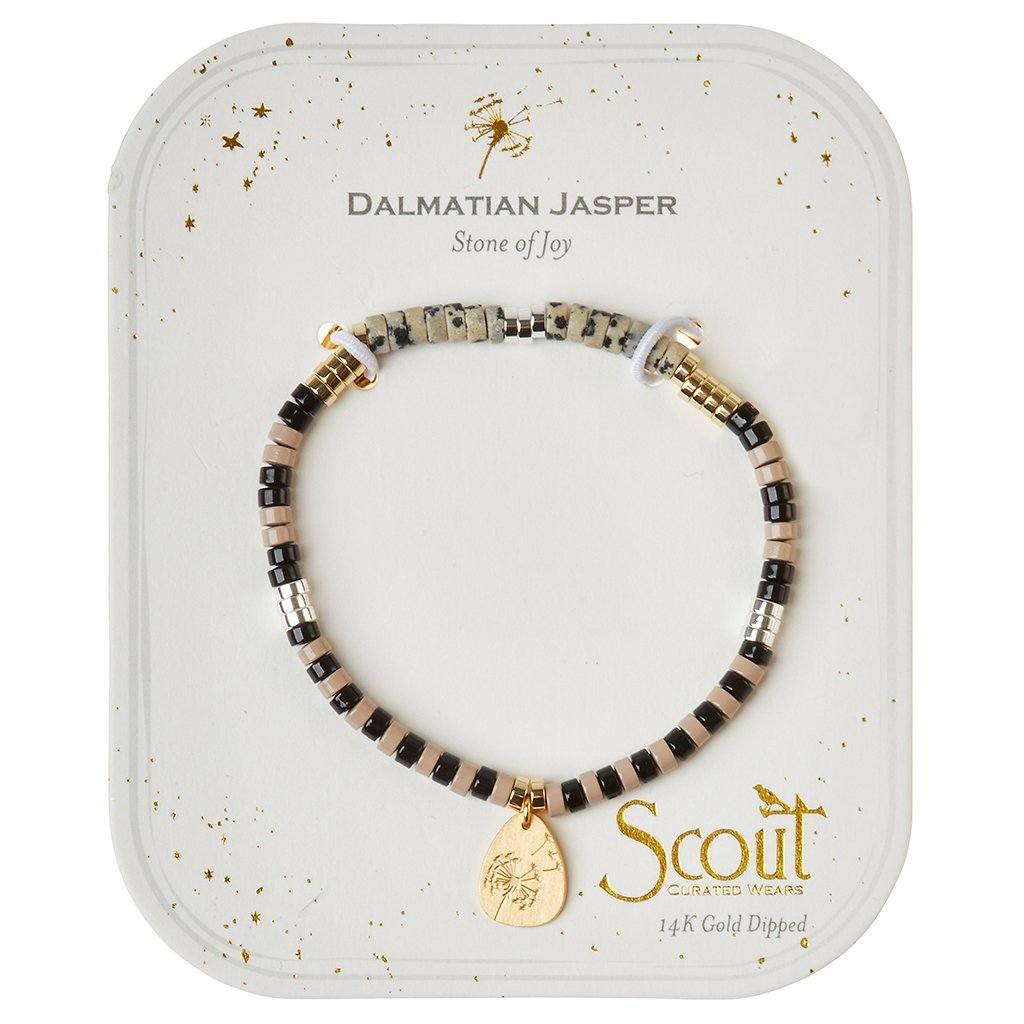 Scout Curated Wears Stone Intention Charm Bracelet Dalmatian Jasper &amp; Gold