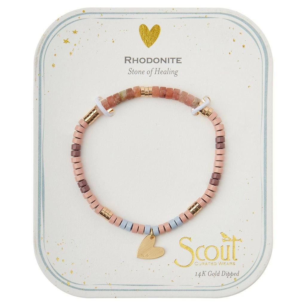Scout Curated Wears Stone Intention Charm Bracelet Rhodonite &amp; Gold