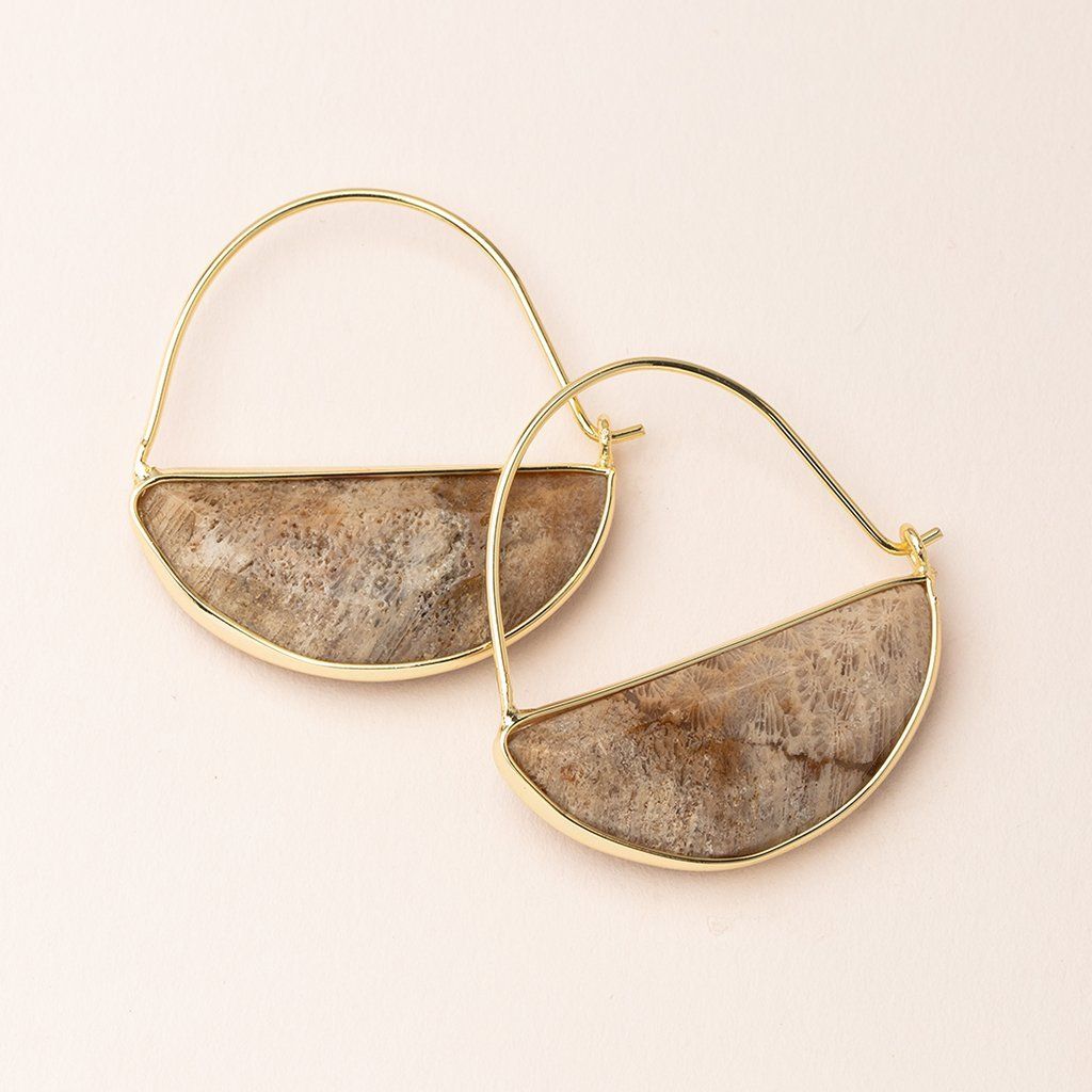 Scout Curated Wears Scout Stone Prism Hoop Fossil Coral & Gold