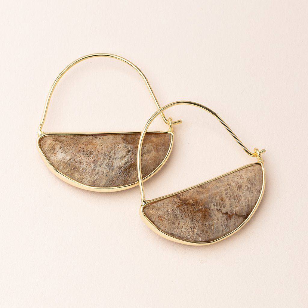 Scout Curated Wears Scout Stone Prism Hoop Fossil Coral &amp; Gold