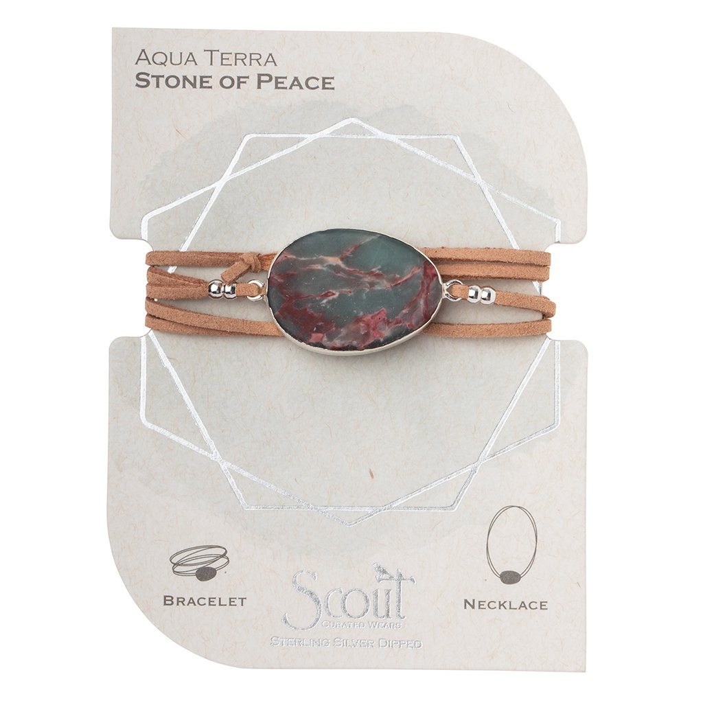 Scout Curated Wears Suede Stone Wrap Aqua Terra &amp; Silver (Stone of Peace)