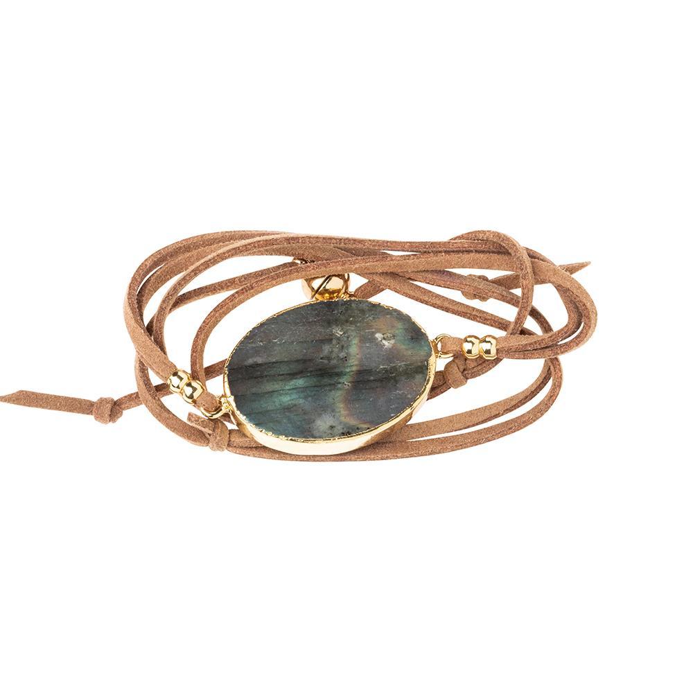 Scout Curated Wears Suede Stone Wrap Labradorite &amp; Gold (Stone of Magic)