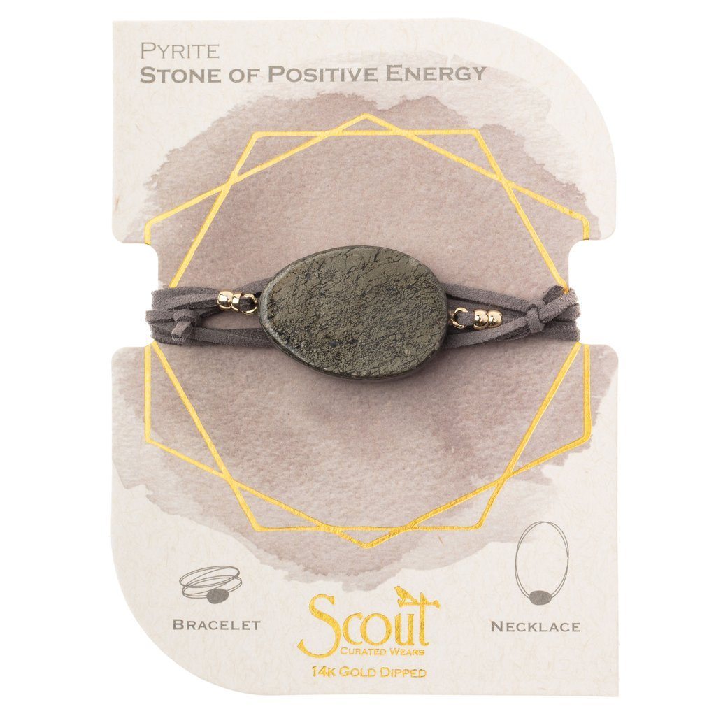 Scout Curated Wears Suede Stone Wrap Pyrite &amp; Gold (Stone of Positive Energy)