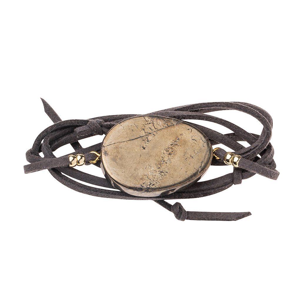 Scout Curated Wears Suede Stone Wrap Pyrite &amp; Gold (Stone of Positive Energy)
